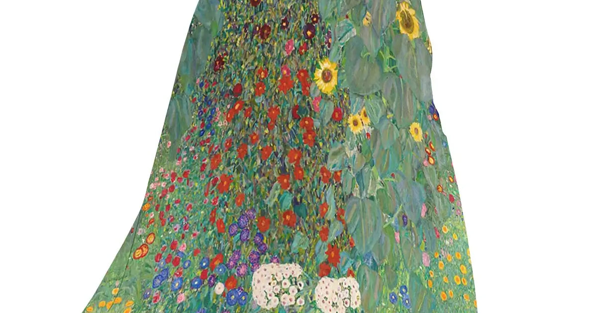 ヴィヴィアンタム フレアスカート パワーネット躑躅 つつじ 中国絵画 水墨画 Farm Garden with Sunflowers Klimt Skirt | Floral Art