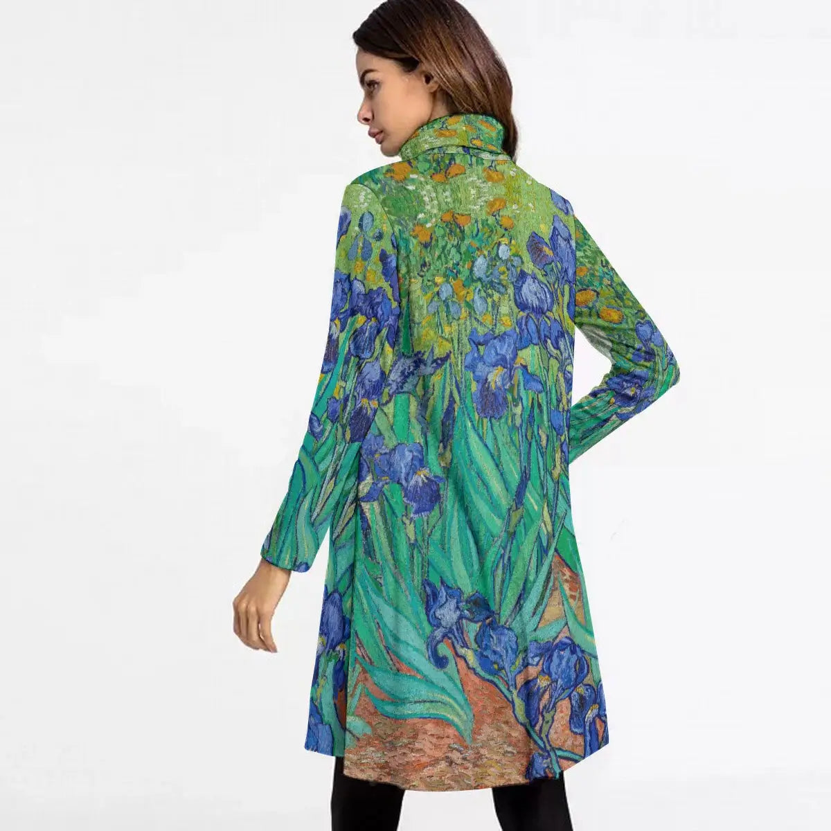 Vincent van Goghs Iris Kleid mit hohem Kragen, S bis 3XL