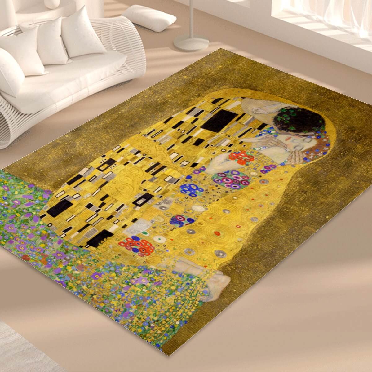 Gustav Klimt Inspired 'The Kiss' Floor Mat - Elevate Your Space