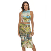 Conjunto de top y falda El jardín de las delicias de El Bosco vista frontal del modelo