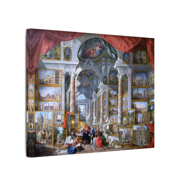 Modern Rome by Giovanni Paolo Panini stretched canvas with Roman gallery architecture scene